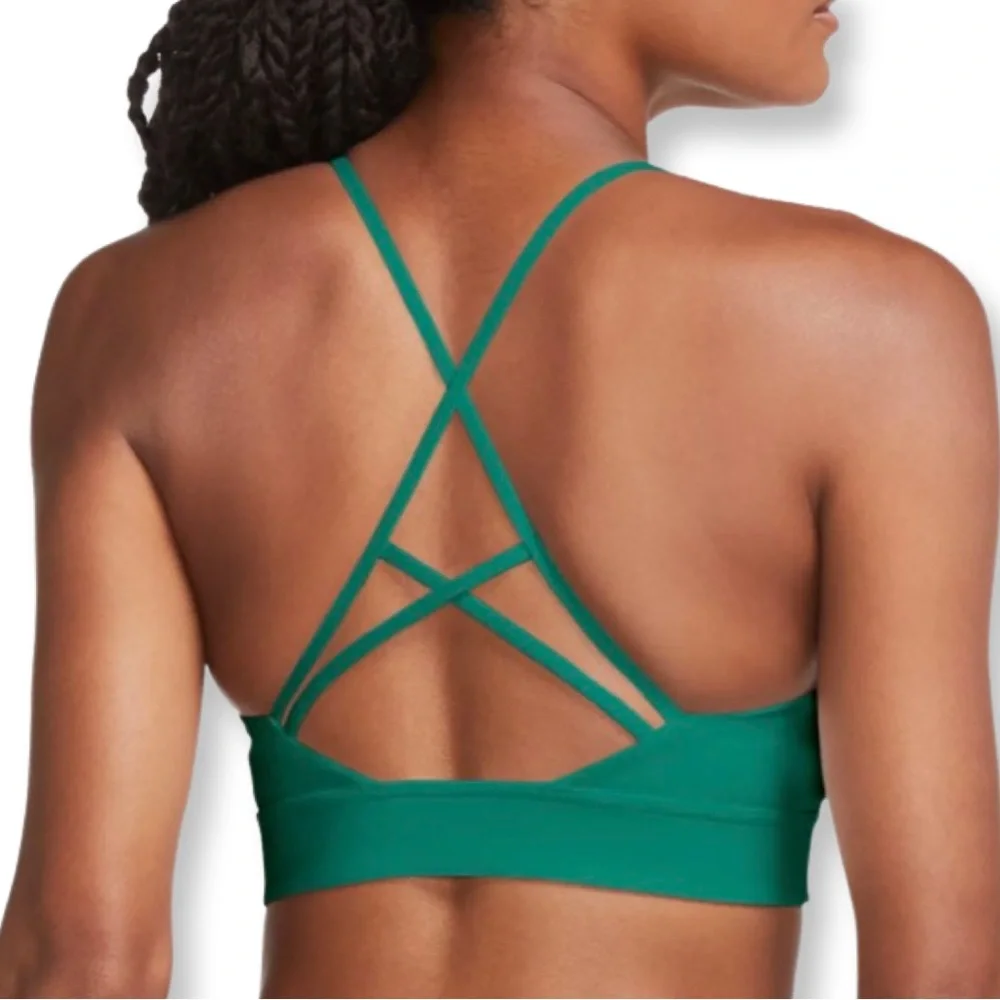 Nike Dri-FIT Indy Bra Rainbow Ladder Crossback Sports Bra Neptune Green - Picture 3 of 5